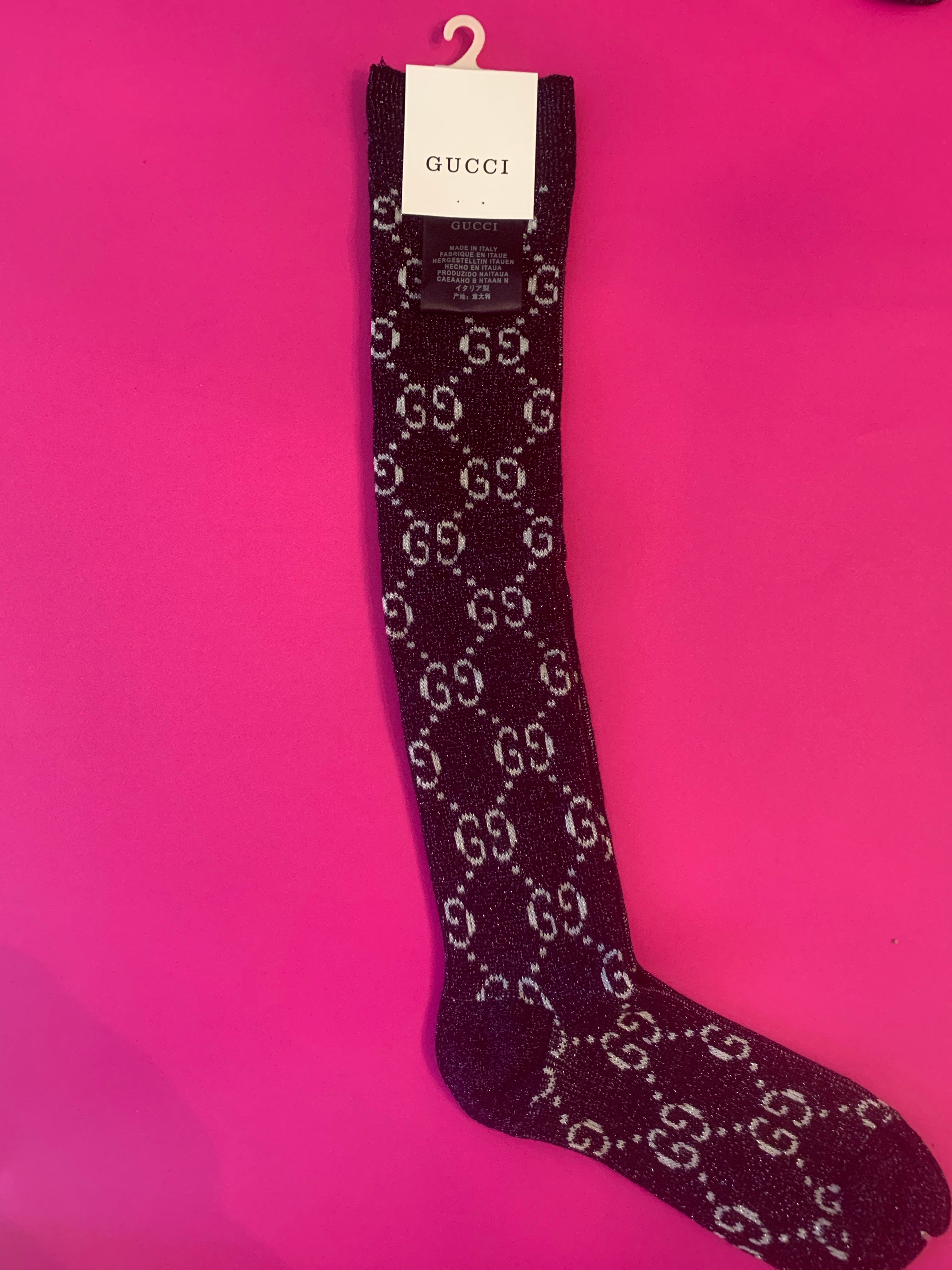 Gucci Crystal Embellished GG Socks in Beige S (8) = 18-20 cm